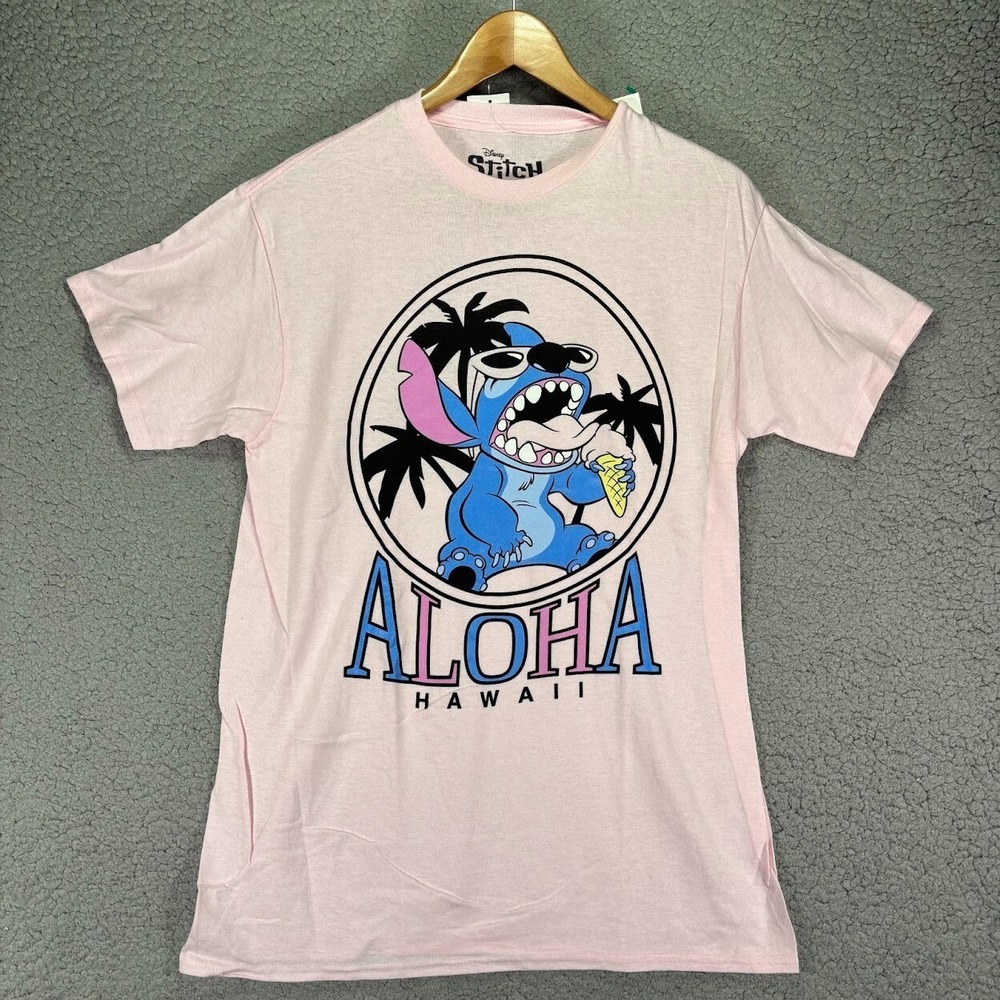 Disney Lilo & Stitch Hawaii Aloha‎ T-Shirt Adult Large Short Sleeve Graphic Pink